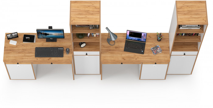 Вуди Компоновка № 14, белый премиум/дуб крафт золотой