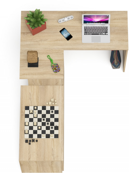 Мори компьютерный стол МС-16 левый + Тумба МА900.1, дуб сонома