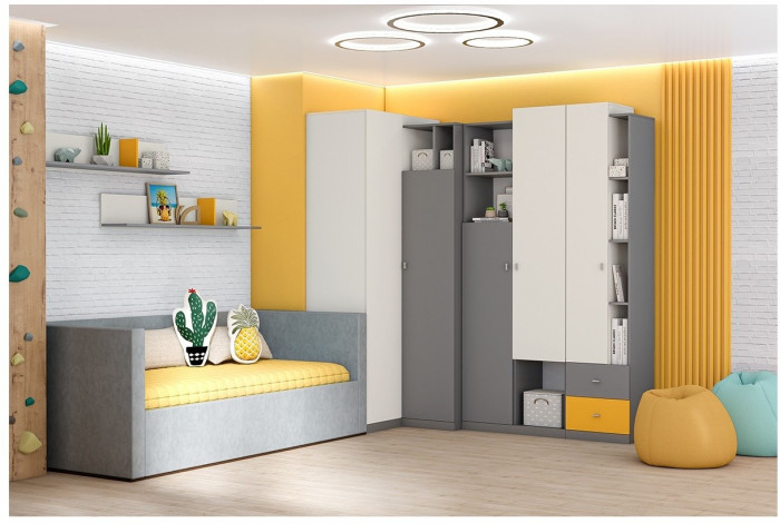 Модульная детская Клео набор 5 (Графит/Миндаль/Океан)