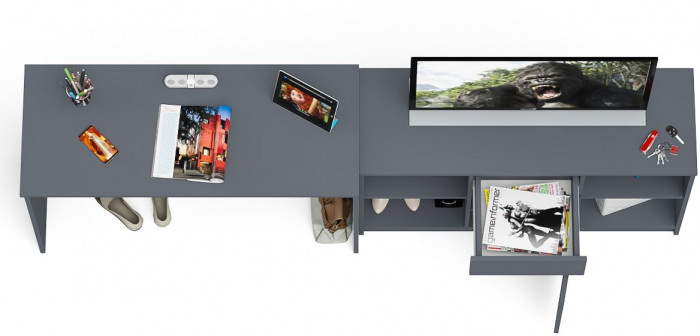 Мори Стол письменный МСП1200.1 + Тумба МТВ1204.1, цвет графит, ШхГхВ 240,8х50х76,6 см., универсальная сборка