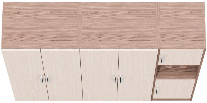 Шкаф С-МД-СК9Ш+Пенал С-МД-СК9П+Шкаф С-МД-СК9Ш, ясень шимо светлый/ясень шимо тёмный