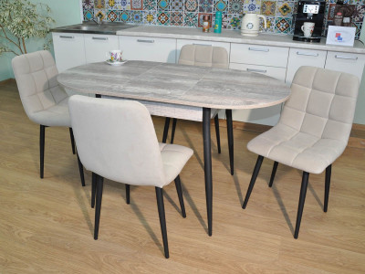 Обеденная группа Стиль-1 / Стул Х 4 шт. / Бетон темный/черный / бид 01