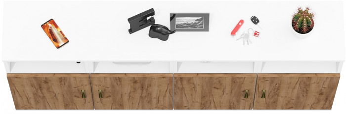 Лидер-8 Тумба МД 3.19 4 шт., белый шагрень/крафт золото