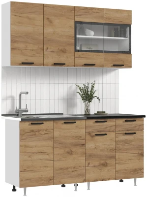 ЛДСП Кухня Рио NEW 1,6м дуб крафт (кастилло темный)