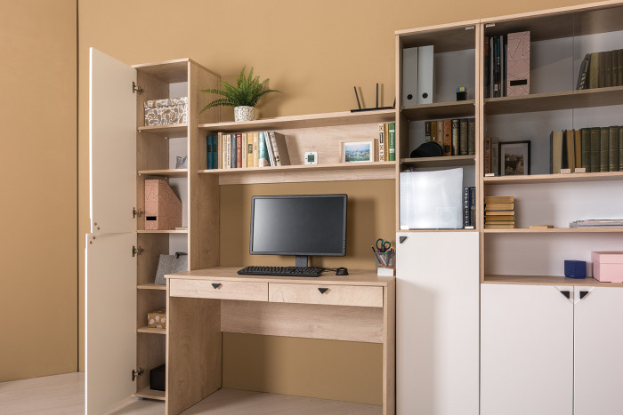 КР100 Бостон 12.69 Стол компьютерный, цвет дуб эндгрейн элегантный, ШхГхВ 115,2х57,2х76 см.