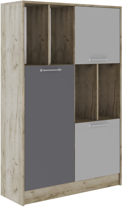 Шкаф-пенал малый Колибри-Лофт, Дуб крафт серый/Графит серый