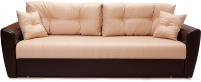 Диван-кровать Амстердам, 150х195, раскладной, еврокнижка, пружинный блок, рогожка/экокожа, коричнево-бежевый