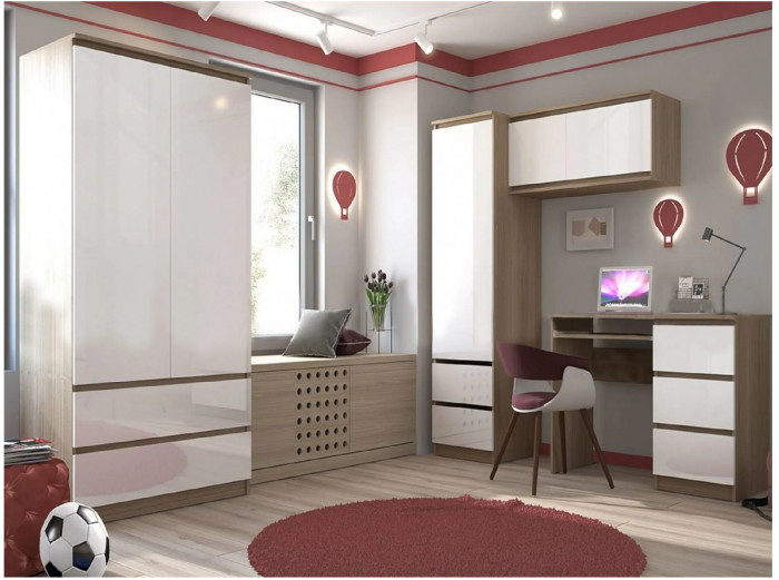 Модульная детская Челси, композиция 2 (Белый глянец, Белый)