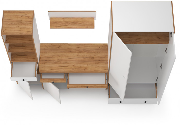 Вуди Компоновка № 22, белый премиум/дуб крафт золотой