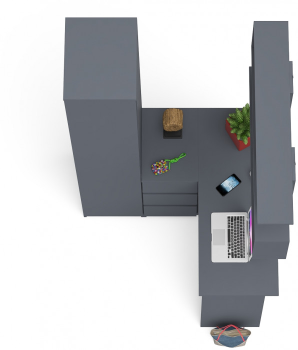 Мори компьютерный стол МС-16 левый + Пенал МШ400.1 + Полка 1200, графит