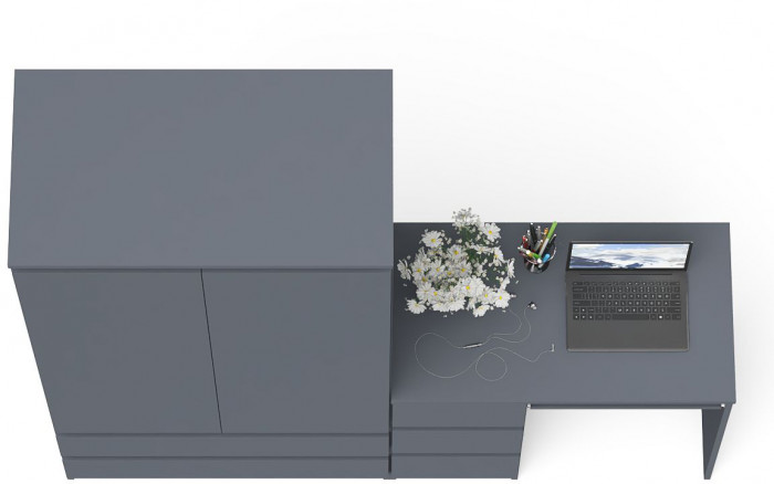 Мори Стол компьютерный МС-6 левый + Шкаф МШ900.1, цвет графит, ШхГхВ 180,4х50,4х179,6 см., выдвижные ящики слева, НЕ универсальная сборка
