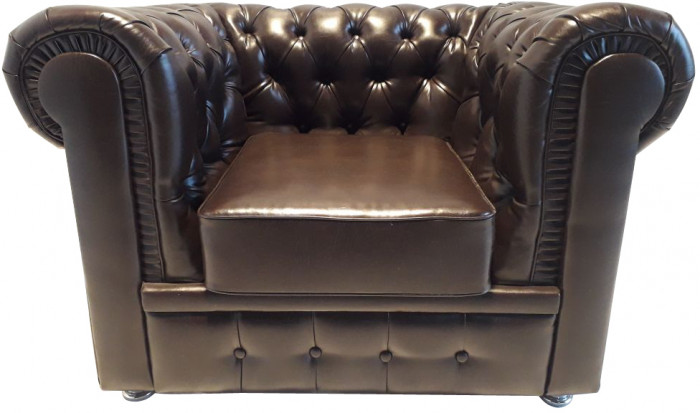 Кожаное кресло "Честер" цвет коричневый, для отдыха, для дома в гостиную, на кухню