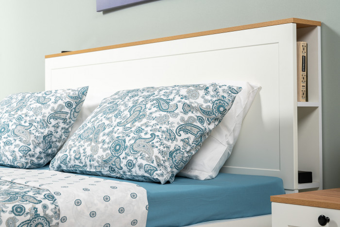 Остин 11.53 Кровать + ортопед + 13.224 Шкаф + 16.240 Комод, белый шагрень/дуб крафт золотой