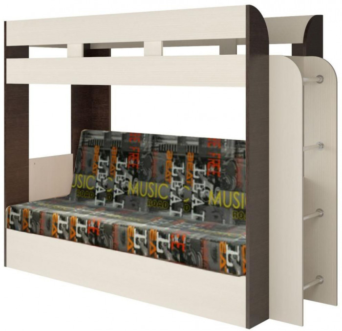 Карамель 75 кровать-диван Ясень Анкор Светлый / Бодега Темный / Ткань Музыка