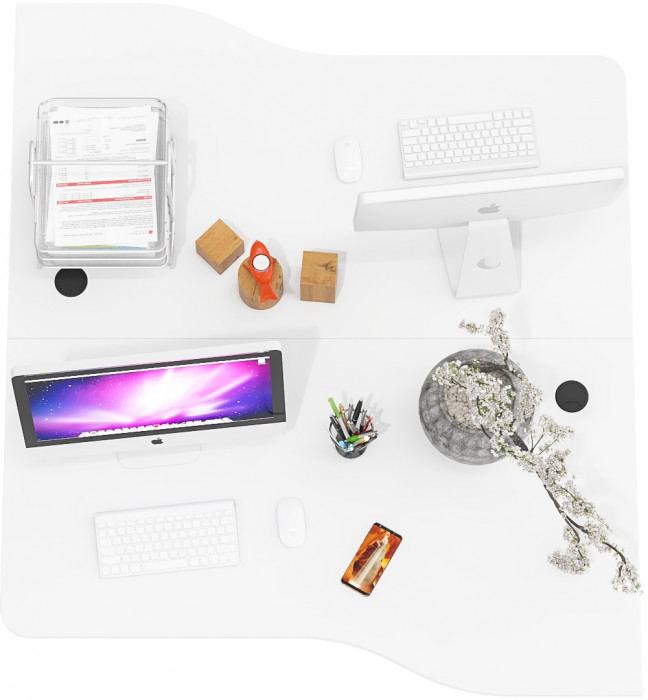 Два стола письменных С-МД-1-04, цвет белый шагрень, ШхГхВ 260х75х74 см., универсальная сборка