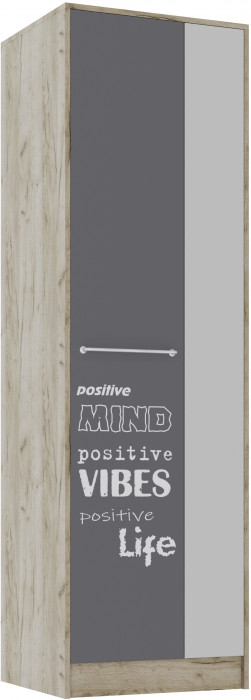 Шкаф однодверный Колибри-Лофт, Дуб крафт серый/Графит серый