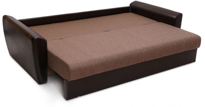 Диван-кровать Амстердам, 160х195, раскладной, еврокнижка, независимый пружинный блок, рогожка/экокожа, коричневый