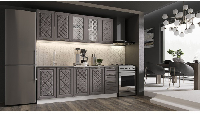 Кухня МДФ Агава 2000, Акация белая/Аква