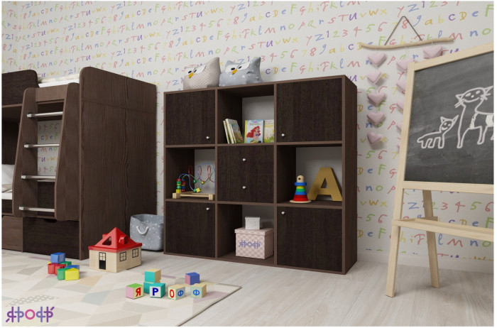 Стеллаж Джери (Ясень Анкор Темный/Лайм)