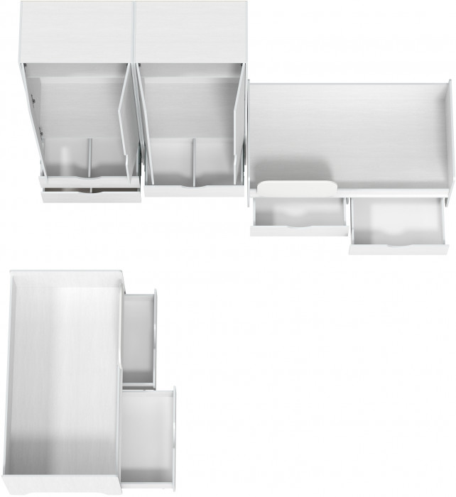 КР100 Уна 11.22 Две кровати с ящиками + 13.327 Два шкафа для одежды, цвет белый(структура Поры дерева), сп. м. 2х800х1600 мм., б/м, основание есть