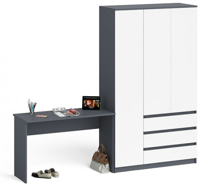 Мори письменный стол МСП1200.1 + Шкаф МШ1200.1, графит/белый