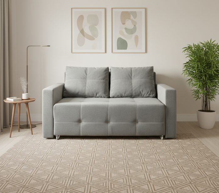 Диван-аккордеон Марс, сп.м. 120х200, велюр серый