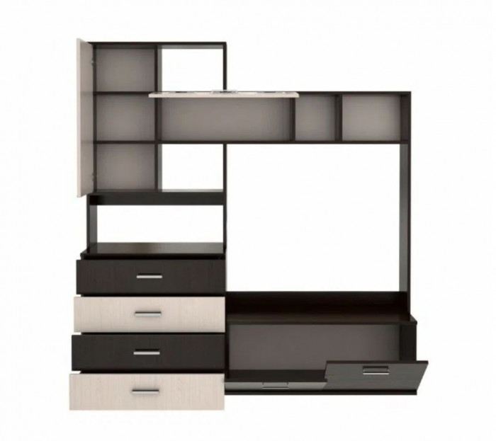 "Белла" центр. секция (2000х2120х470) венге/ясень белый