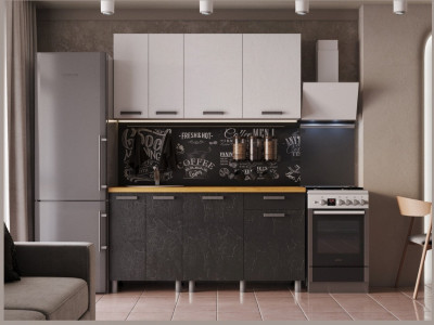 Кухонный гарнитур Григгс 1,6м камень светлый/камень темный