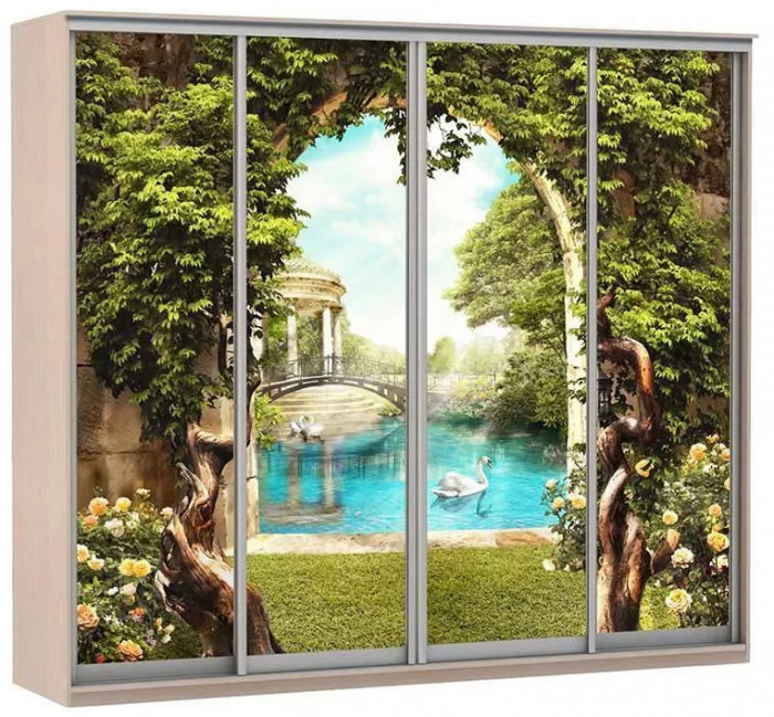 Шкаф купе Модерн 2362х600 4-х дверный 3-х секционный фотопечать №3 ясень