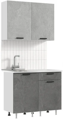 ЛДСП Кухня Рио NEW 1,0м бетон светлый/бетон темный