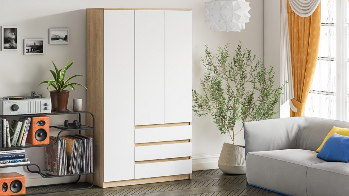 Мори Шкаф МШ1200.1, цвет дуб сонома/белый, ШхГхВ 120,4х50,4х209,6 см., НЕ универсальная сборка