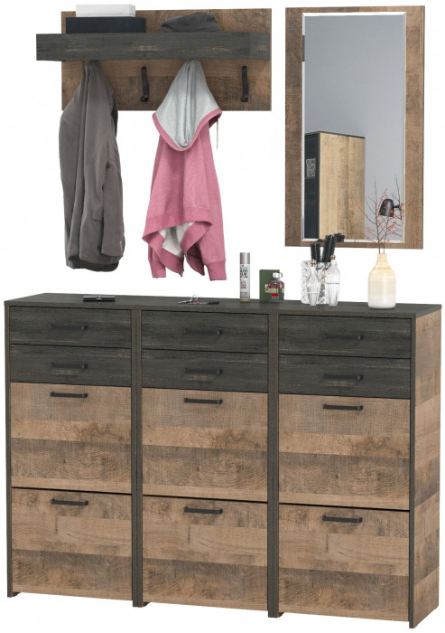 Трувор Прихожая 165, цвет дуб гранж песочный/интра, ШхГхВ 150х37х195 см., универсальная сборка