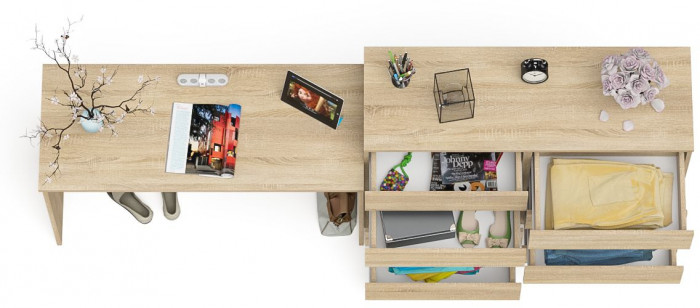 Мори письменный стол МСП1200.1 + Комод МК1200.8, дуб сонома