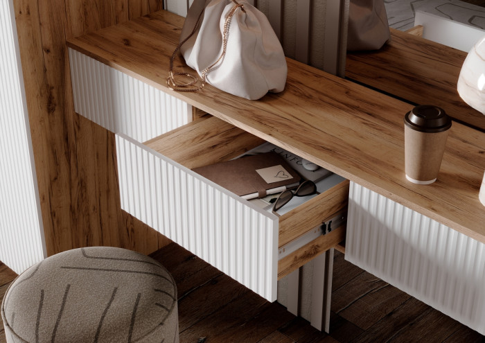 Полка косметическая со шкафом 2х-ств Марвэл, Крафт золотой/Браш вайт