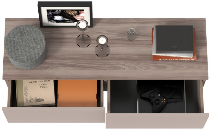 Роквуд Тумба под ТВ 16.54.02, цвет корпус ДСП эмили блаш/фасады МДФ крем, ШхГхВ 115,3х36,8х32 см.