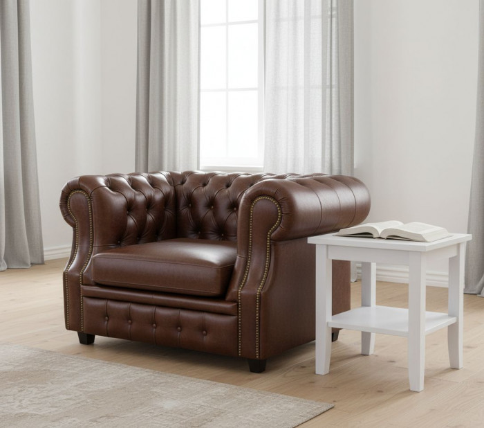 Кресло Честер ЛОФТ, экокожа, светло-коричневый