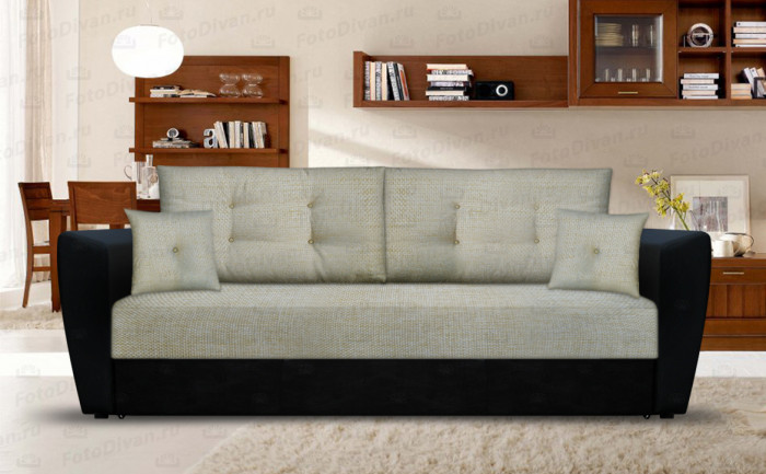 Диван-кровать Амстердам, 160х195, раскладной, еврокнижка, пружинный блок, рогожка/экокожа, коричнево бежевый