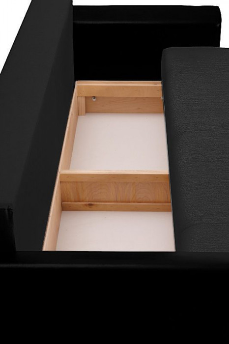 Диван-кровать Амстердам, 160х195, раскладной, еврокнижка, независимый пружинный блок, рогожка/экокожа, черный