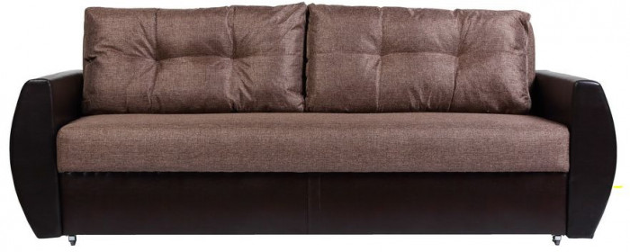 Диван-кровать Бостон 160х195, еврокнижка, рогожка/экокожа, коричневый