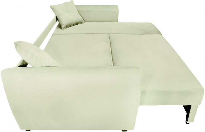 Диван-кровать угловой Амстердам Люкс, 150х200, еврокнижка, велюр, бежевый