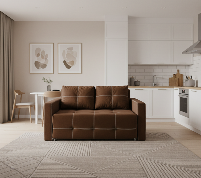 Диван-аккордеон Марс, сп.м. 160х200, велюр коричневый