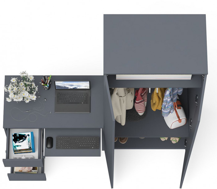 Мори компьютерный стол МС-6 левый + Шкаф МШ800.1, графит